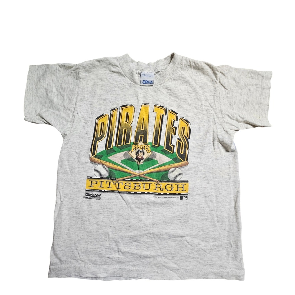 Vintage 1990 Pittsburgh‎ Pirates MLB Crew T-Shirt Youth 10-12 Salem Sportswear